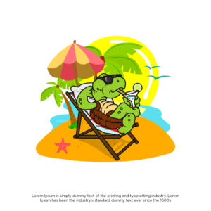 Happy Turtle Drinking from Biodegradable Straw | Graphic Design by cahayafatimah