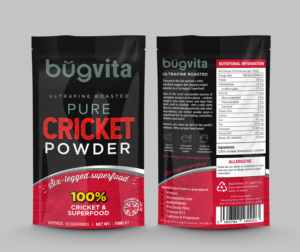 Insect-based foods company needs bright, eye catching pouch design for its Pure Cricket Powder | Packaging Design by SAI DESIGNS