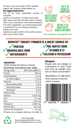 Insect-based foods company needs bright, eye catching pouch design for its Pure Cricket Powder | Packaging Design by Inaaina