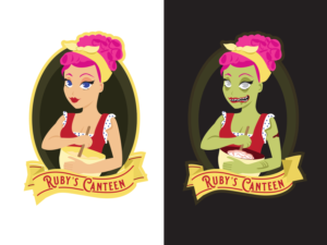 Playful and retro WWII pinup style food truck  graphic design | Graphic Design by MNM