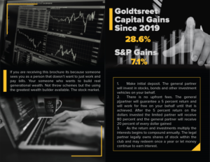 Goldstreet Capital brochure for Investment partnership, young warren buffet | Brochure Design by Maxo-Biz