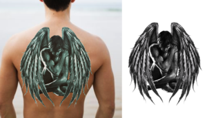 Back angel tattoo empty parts cover up | Tattoo Design by NILDesigns