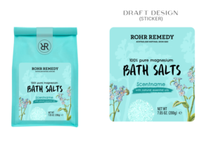 Natural Australian skin care company packaging for new product Bath salts | Graphic Design by MDesigns ™