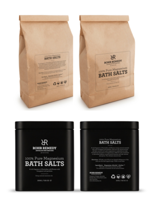 Natural Australian skin care company packaging for new product Bath salts | Graphic Design by SAI DESIGNS