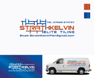 Business name,    Strathkelvin Elite Tiling, also email address: strathkelvinelitetiling@gmail.com and a mobile number Tel: 07598814707 | Logo-Design von step forward 2