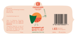 Beer Can Label: GRAPEFRUIT WARRIOR by The Croucher Brewing Co. | Label Design by Inaaina