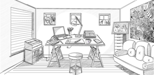 Illustration of Graphic Designer Studio | Illustration Design by ally designs