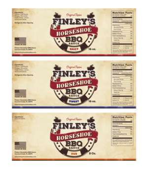 Finley's Horseshoe BBQ Sauce Needs a Label | Etikett-Design von ammar_ed