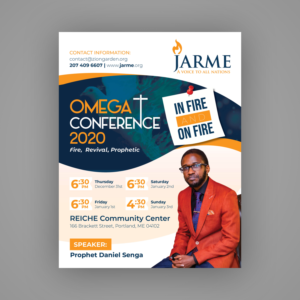 Flyer for annual OMEGA CONFERENCE 2020 | Flyer Design by Mariyam Khan