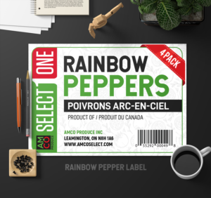 Rainbow Pepper Label for Grocery stores (4pk bell peppers) | Etikett-Design von SAI DESIGNS