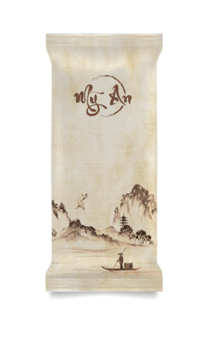 Restaurant wet tissue package would need remake. (Chinese painted style of artwork) | Packaging Design by Pinky 