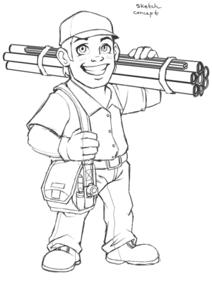 Tradesman character for plumbing company. | Figur-Design von Scelatio