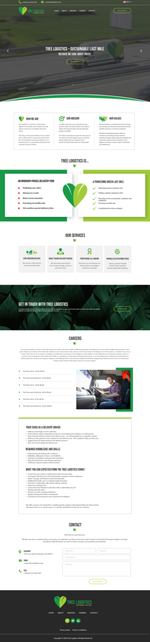 Green Logistics / Last Mile Delivery Firm needs cool one-page website | Web Design by bdesigner9