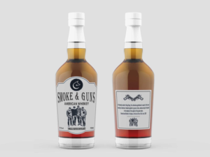 Smoke & Guns American Whiskey bottle labels front and back | Verpackungs-Design von ronin71