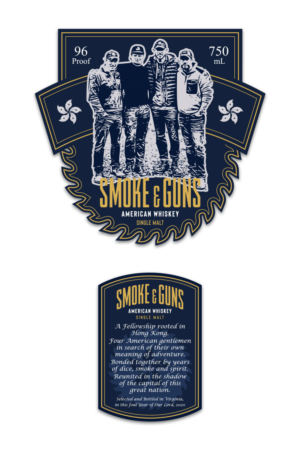 Smoke & Guns American Whiskey bottle labels front and back | Verpackungs-Design von Anna G.