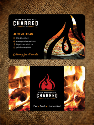 Charred Artisan wood fired pizza business card design | Visitenkarten-Design von Sandaruwan