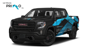 2020 GMC Sierra 1500 Elevation Black Roofing contractor company | Car Wrap Design by StarGraphics