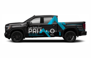 2020 GMC Sierra 1500 Elevation Black Roofing contractor company | Car Wrap Design by Maestroto