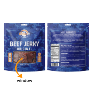 Jerky Packaging for Childrens Charity | Packaging Design by RenCan