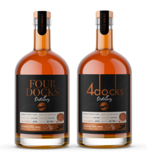 4 Docks Distillery - Bottle Label Design | Label Design by SAI DESIGNS