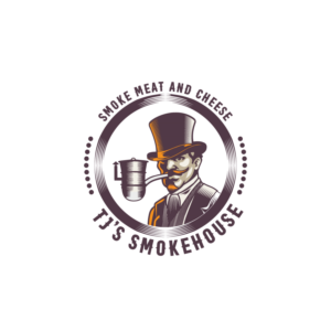 TJ's Smokehouse-Label of old bearded man smoking a pipe | Label Design by ART DEPOT