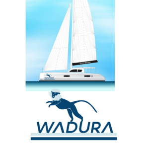  Logo on a new 45 foot catamaran named WADURA made by  OTREMER  in France. | Graphic Design by Wally_F