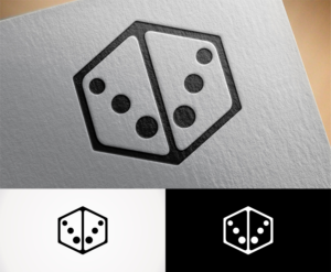 2 six sided dice sitting flat next to each other on a horizontal landscape plane with the "3" sides in a "V" | Logo Design by vta