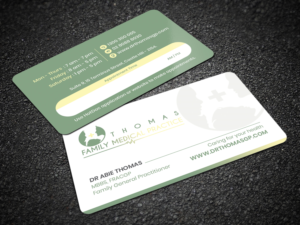 GP doctor business card to give to patients  existing logo or modification & clinic times | Business Card Design by Sandaruwan