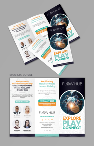 Trifold Pamphlet/leaflet design for Flow Hub Retreats, Trainings and Community | Flyer Design by SAI DESIGNS