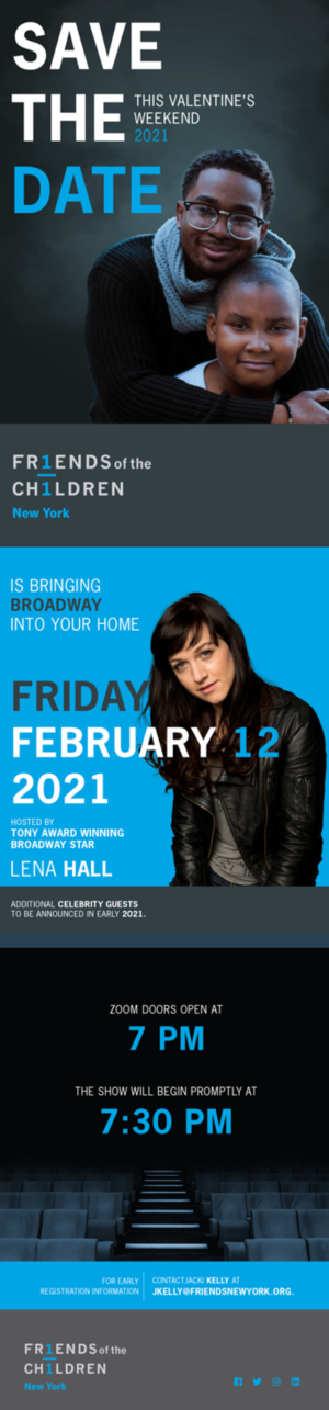 Save the Date for a Virtual Gala Event: Broadway at Home | Email Marketing Design by Riz'