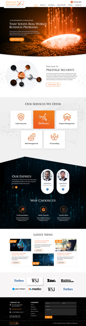 International IT and cyber security consulting company is looking to establish a web presence. | Web Design by Shijo John