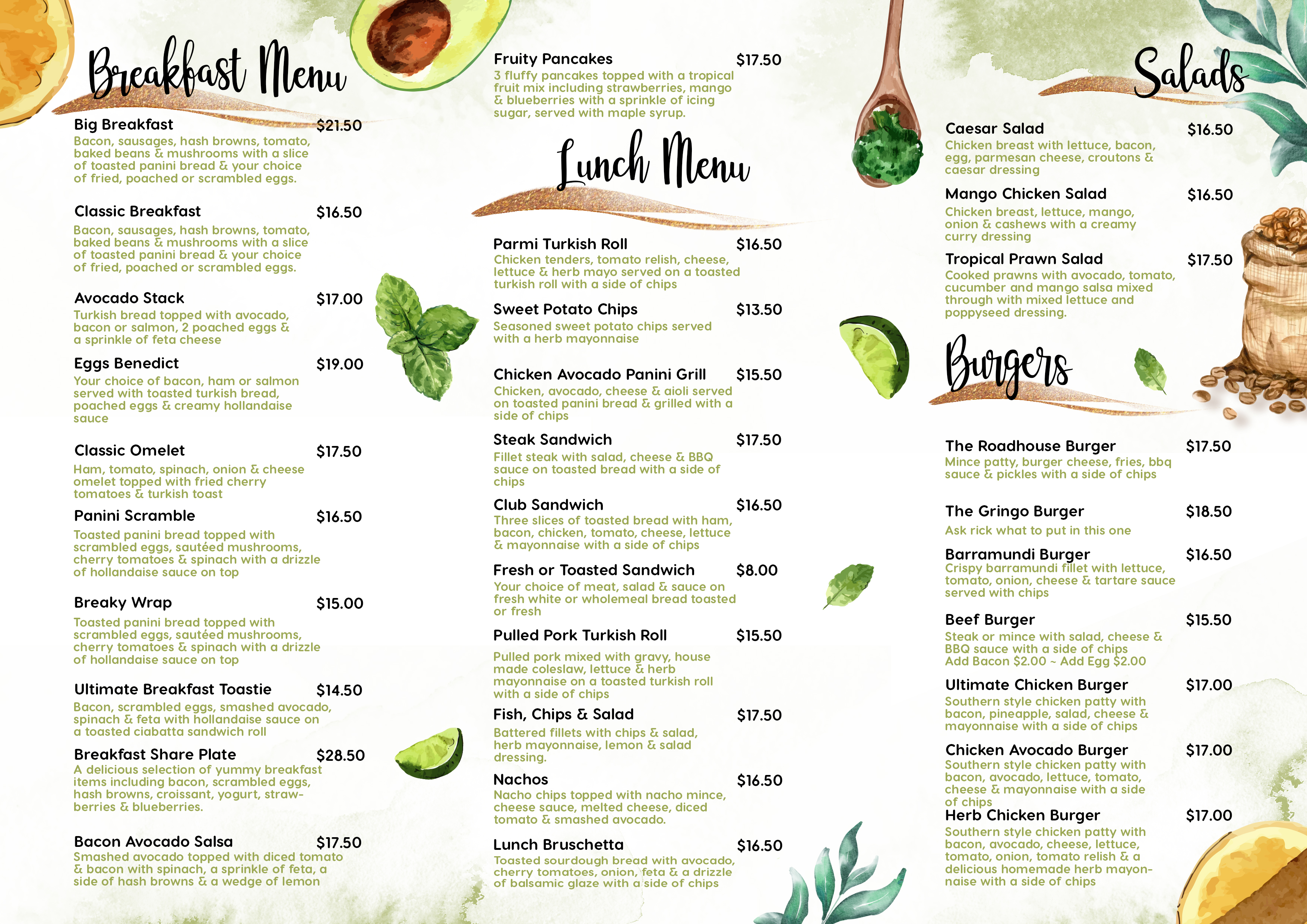 Menu Design by Sharp-The-Blurs for Country Atmosphere Cafe | Design #25987119