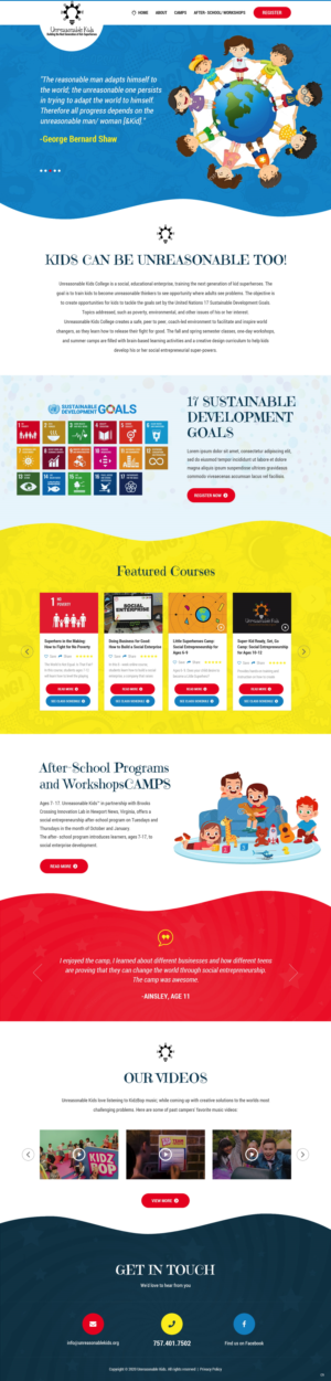 Web Design by pb for Unreasonable Kids College | Design: #26000997