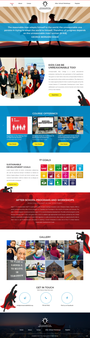 Web Design by pb for Unreasonable Kids College | Design: #26001002