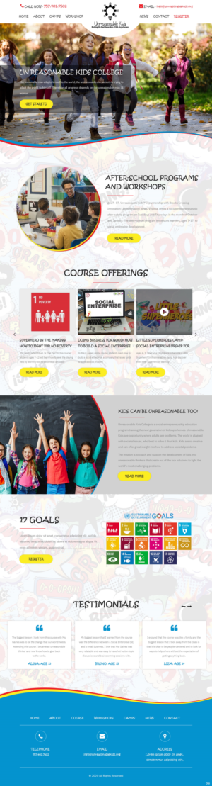 Web Design by pb for Unreasonable Kids College | Design: #26001004