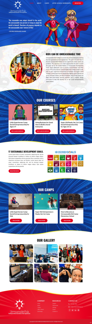 Web Design by pb for Unreasonable Kids College | Design: #26010684