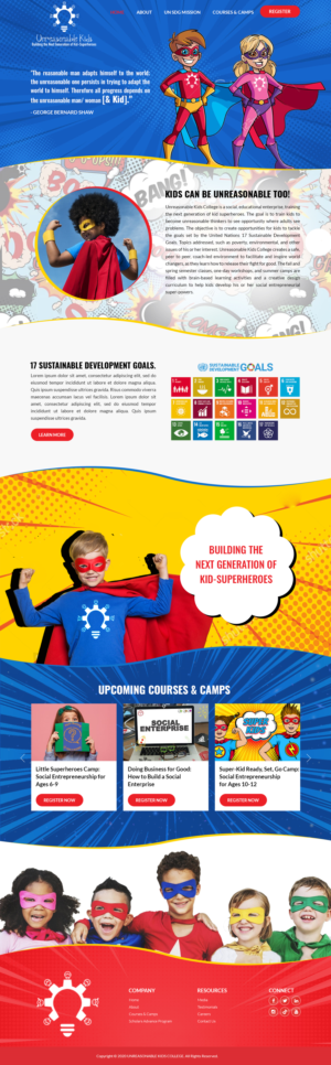 Web Design by pb for Unreasonable Kids College | Design #26033113