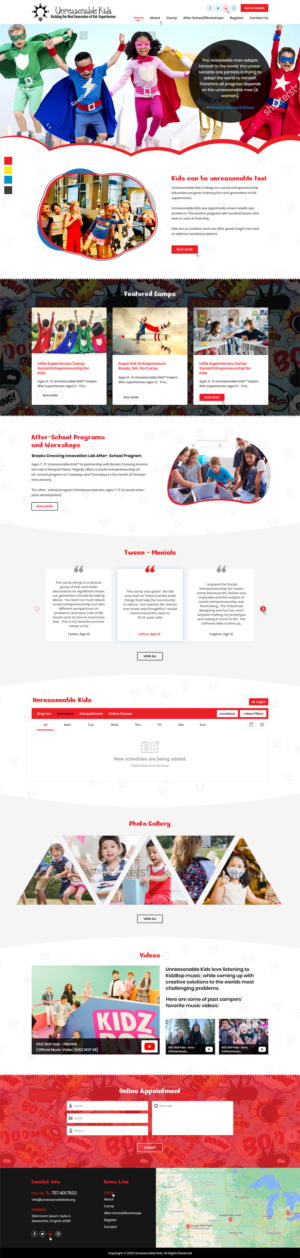 Unreasonable Kids College Website Design- Superhero Theme | Web Design by Ved Web Services