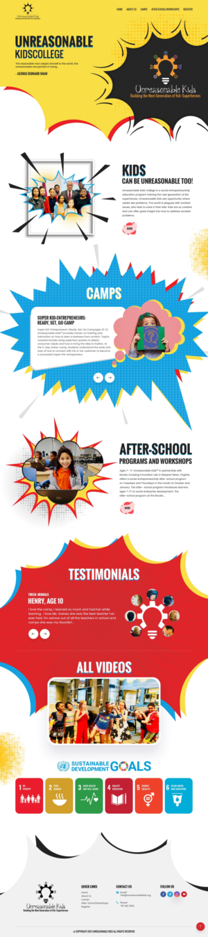 Unreasonable Kids College Website Design- Superhero Theme | Web Design by nzdesigners