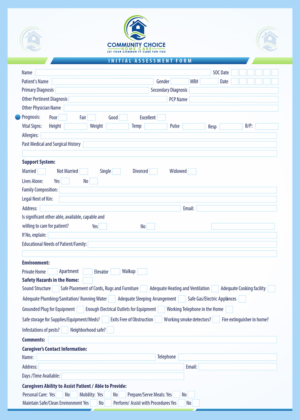 Community Choice Home Care-Nursing Assessment Form | Word Template Design by Petter Goms