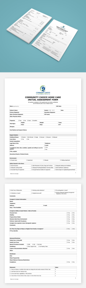 Community Choice Home Care-Nursing Assessment Form | Word Template Design by Luvinda