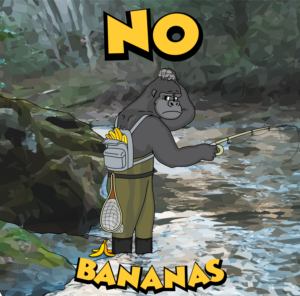 No Bananas Fishing Graphic Sticker | Graphic Design by Manhkokoro