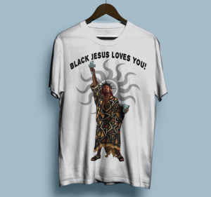 Black Jesus Loves You Fist UP Like The Statue of Liberty | T-shirt Design by dundun