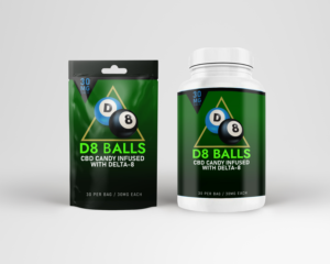 D8 Balls (CBD candy infused with Delta-8) | Label Design by hektorsty