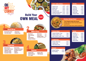 Hip  and quirky Indian restaurant Menu | Graphic Design by Akshar Shailesh