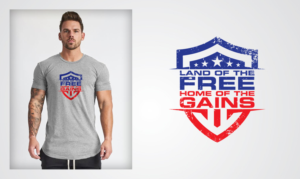 Gym clothing for the working middle class patriotic American that is addicted to the gym | T-Shirt-Design von stealth_ferret