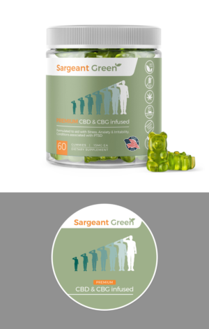 "Sargeant Green" is a brand of  gummied aids | Label Design by mmmarif1982