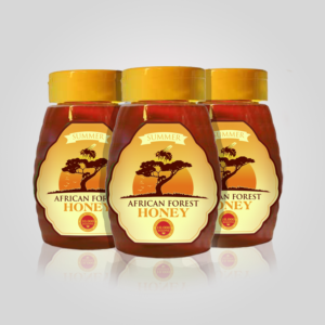 We markets organic & fair trade honey produced by 10,000 African forest beekeepers | Label Design by rugbyjerseys