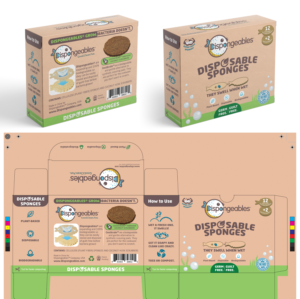 Classy/Creative Kraft Paper Box for World's 1st Expanding, Biodegradable Kitchen Sponges | Packaging Design by Navisol Creatives