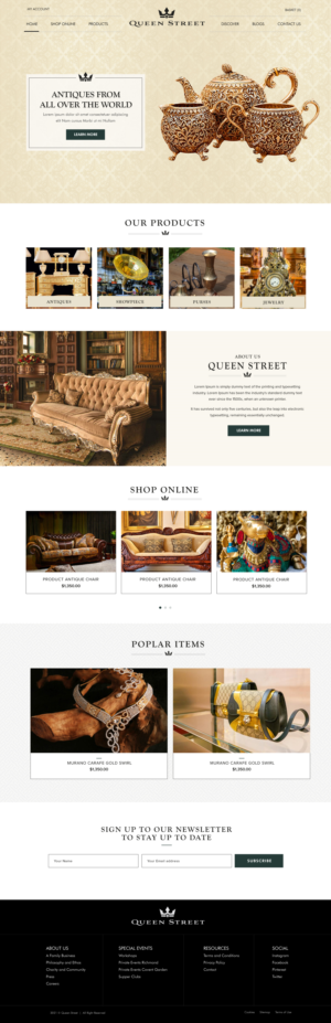 Boutique Store Selling Antiques and Unique Finds | Web-Design von Blue Sparrow